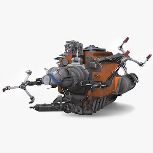 Futuristic Spacecraft with Mechanical Arms Rigged