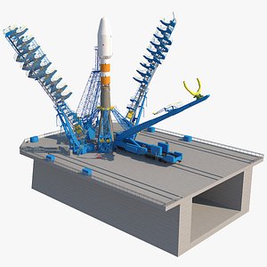 3d model soyuz-2 launcher launch pad