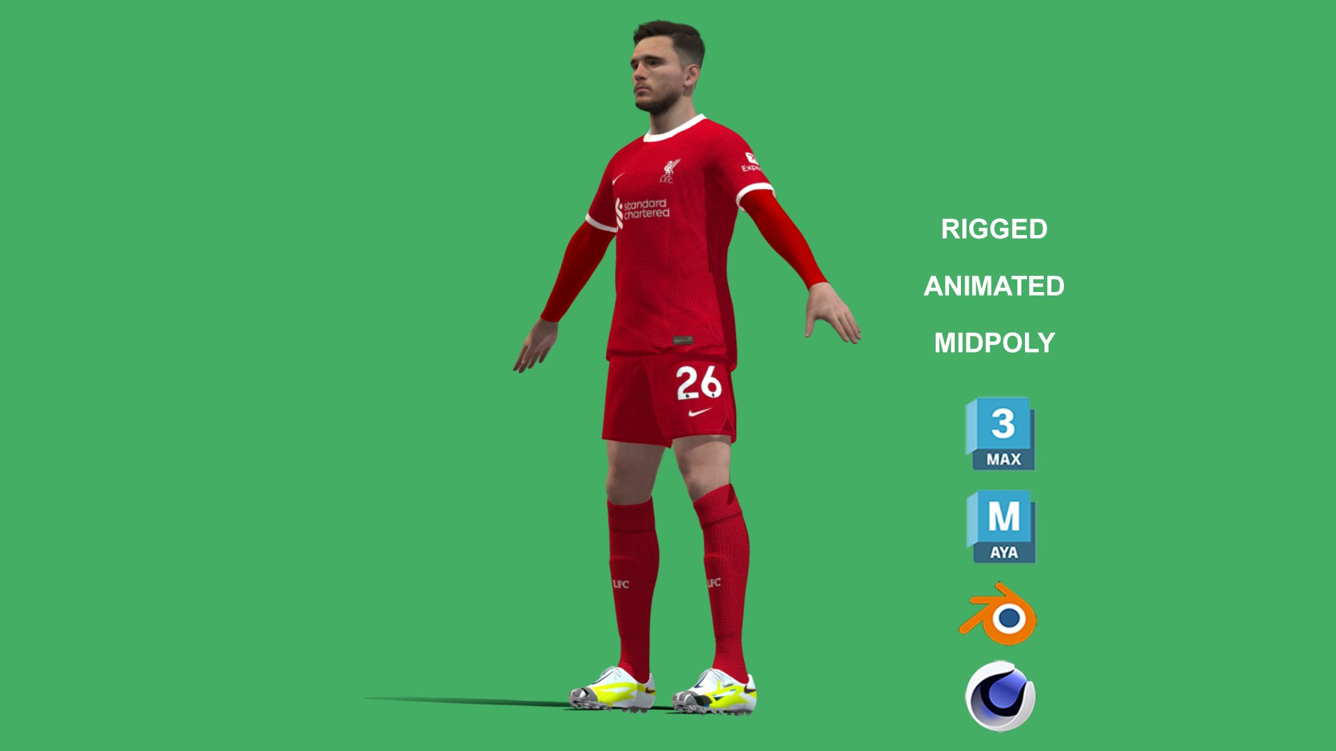 3D Rigged Andrew Robertson Liverpool 2024 3D Model - TurboSquid 2132277