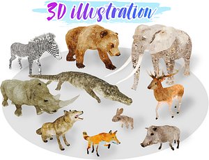Low Poly Africa Animal Illustration Animated - Game Ready Part 1