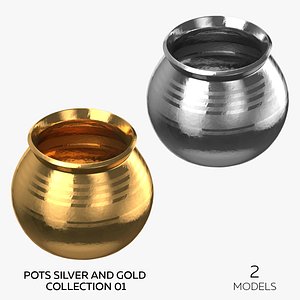 Pots Silver and Gold Collection 01 - 2 models 3D model