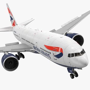 Boeing 777 200ER British Airways Rigged 3D Model