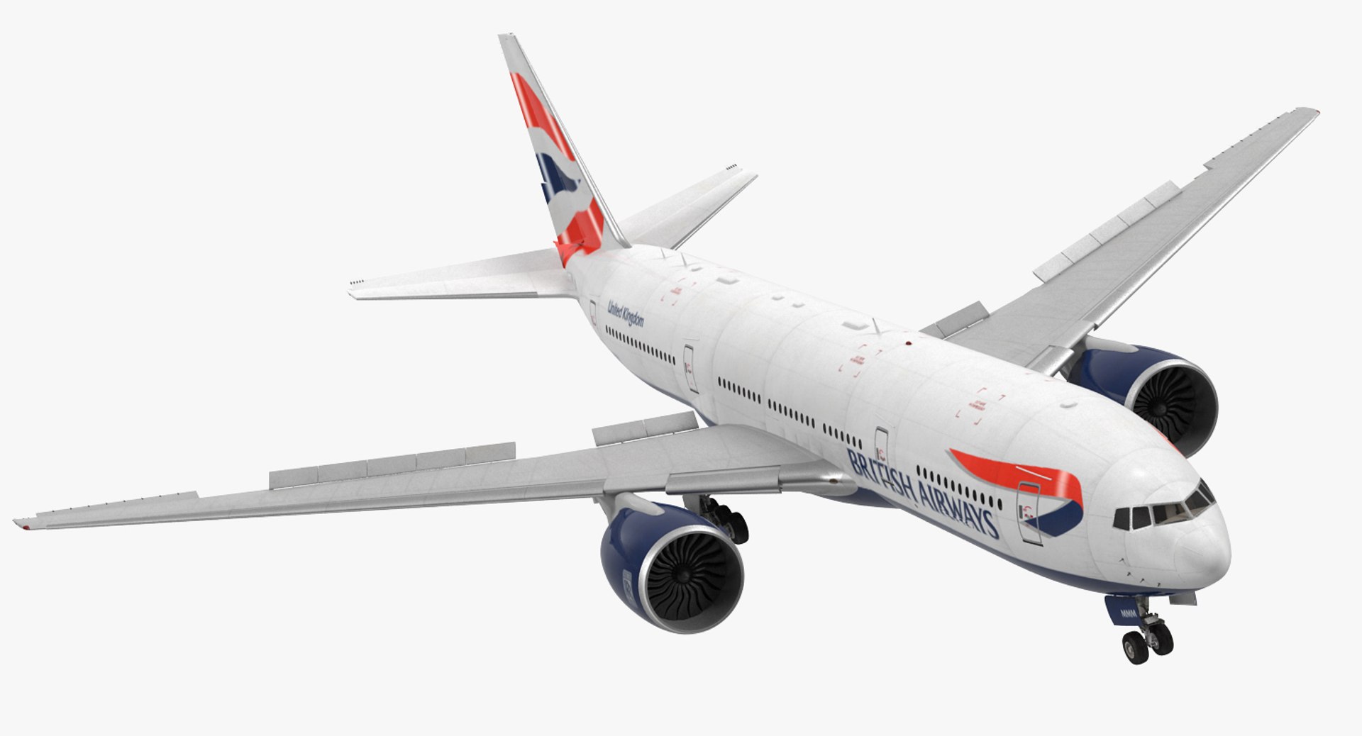 Boeing 777 200ER British Airways Rigged 3D Model preview
