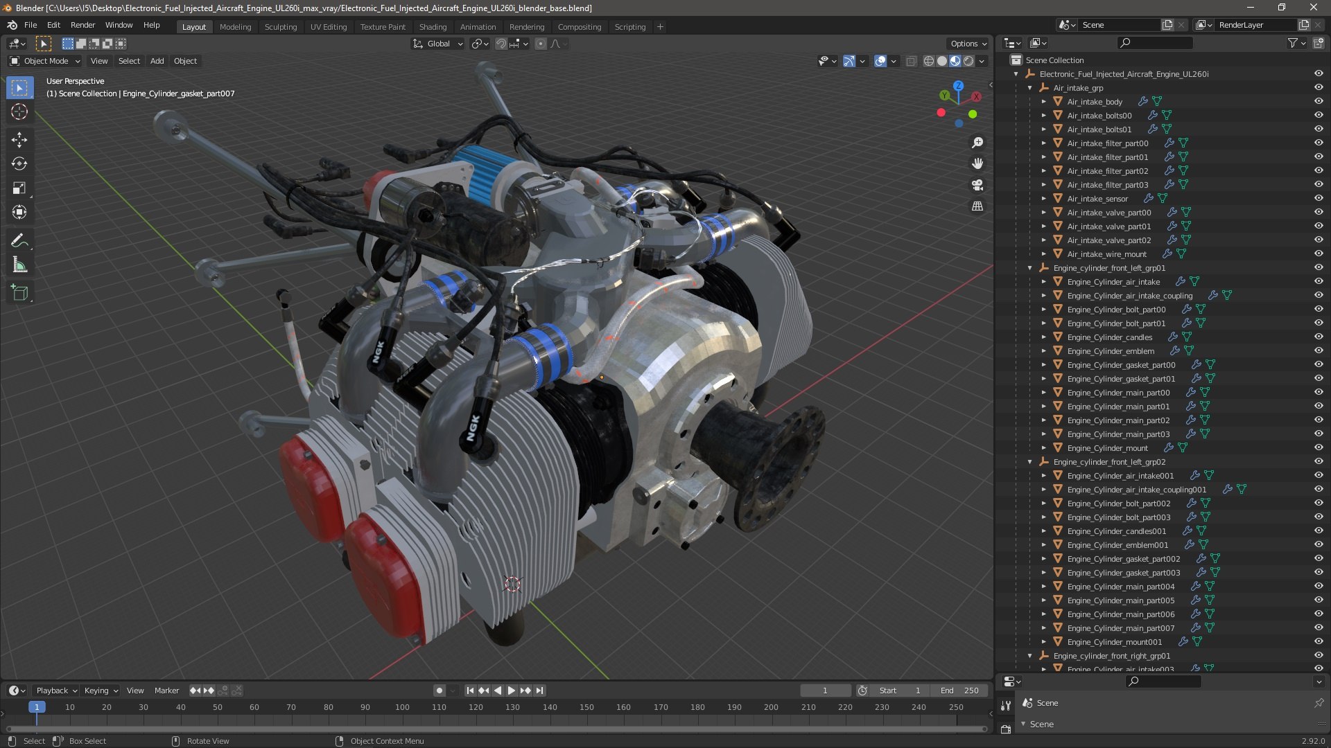 Electronic Fuel Injected Aircraft Engine UL260i 3D Model TurboSquid