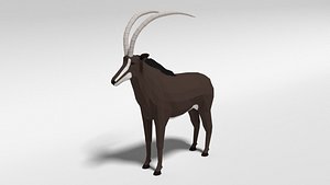 Low Poly Cartoon Sable Antelope