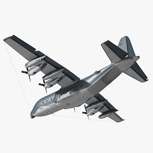 Tactical Airlift Cargo Aircraft Gray Rigged for Maya