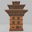 3D South Asian Multi  Tier Pagoda Temple   PBR Game-Ready 3D Model