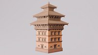 South Asian Multi  Tier Pagoda Temple   PBR Game-Ready 3D Model