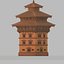 3D South Asian Multi  Tier Pagoda Temple   PBR Game-Ready 3D Model