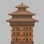 3D South Asian Multi  Tier Pagoda Temple   PBR Game-Ready 3D Model