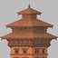 3D South Asian Multi  Tier Pagoda Temple   PBR Game-Ready 3D Model
