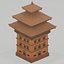 3D South Asian Multi  Tier Pagoda Temple   PBR Game-Ready 3D Model