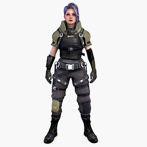 3D Sci-fi Female Space Character