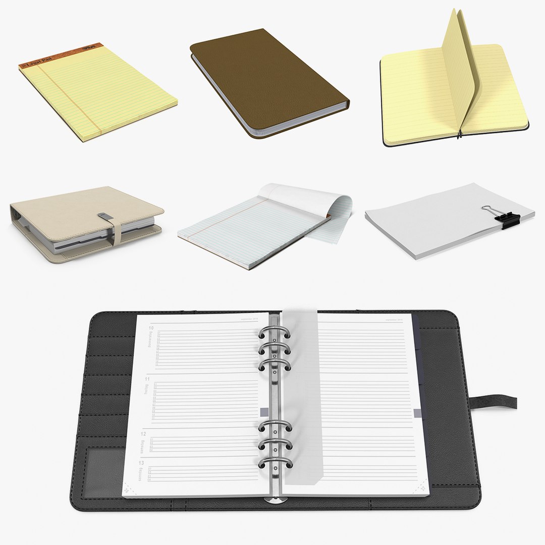 Writing Pads and Organizers Collection 3D model preview