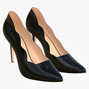 Black Shoes Women High Heels 3D model