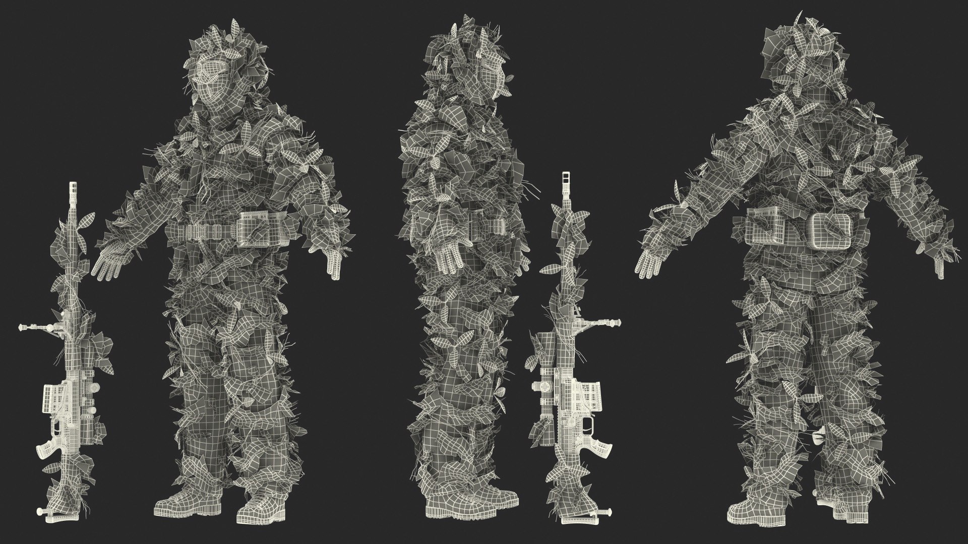 Sniper in Leaf Ghillie Suit T-pose model https://p.turbosquid.com/ts-thumb/jN/dixPSa/vf/sniperinleafghilliesuittposec4dmodel029/jpg/1668731677/1920x1080/fit_q87/66073d28da4e2c01e893199ab93a6c3d9f527773/sniperinleafghilliesuittposec4dmodel029.jpg