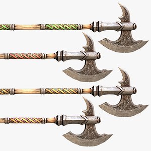Medieval Weapons Polearms Axe Halberd Color Set