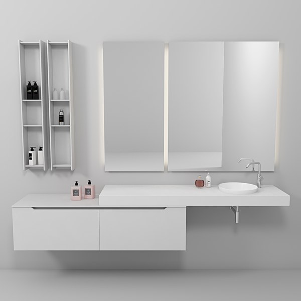 3D bathroom furniture set gold - TurboSquid 1341802