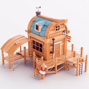 Stylized Fishermans house 01 3D model