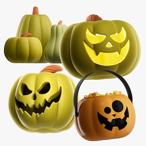 Halloween Jack O Lantern Pumpkin bundle 3D