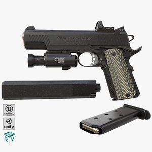 3D Pistol 07 Black Generic All PBR Unity UE Textures mode