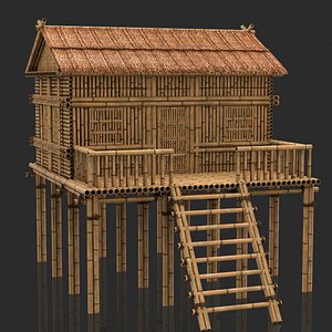 Bamboo House 4 - Jungle Hut 3D model