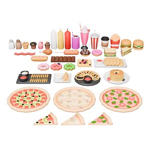 Low Poly Fast Food Pack 3D model