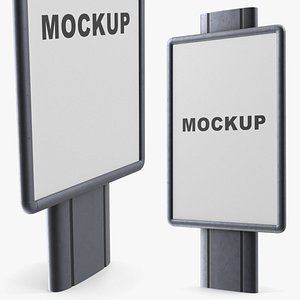 3D Street Advertising Billboard Steel Mockup