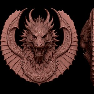 Dragon Head Relief No6 3D print model 3D