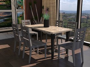 Modern Dining Table Set 3D model