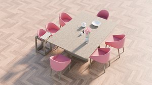 Modular Dining Set Pink 6 Seperable Chairs baby chairand Table
