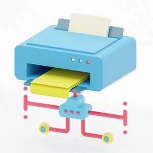 3d icon of printer sharing 3D model