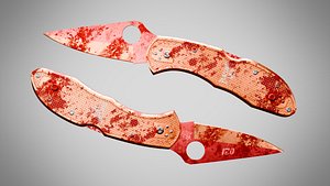 Knife 9 Burning Orange FT With Blood model