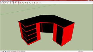 3d red gaming desk model