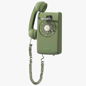 Vintage Corded Rotary Wall Phone Green model
