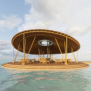 Restaurant bamboo umbrella