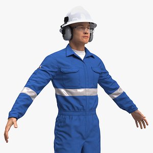 3D model Oil Gas Worker Rigged for Cinema 4D