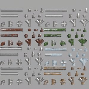 3D 3D Galvanized Pipes Collection 4K Texture model