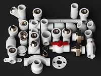PPR Pipe Fittings 3D Model Plumbing Parts Collection