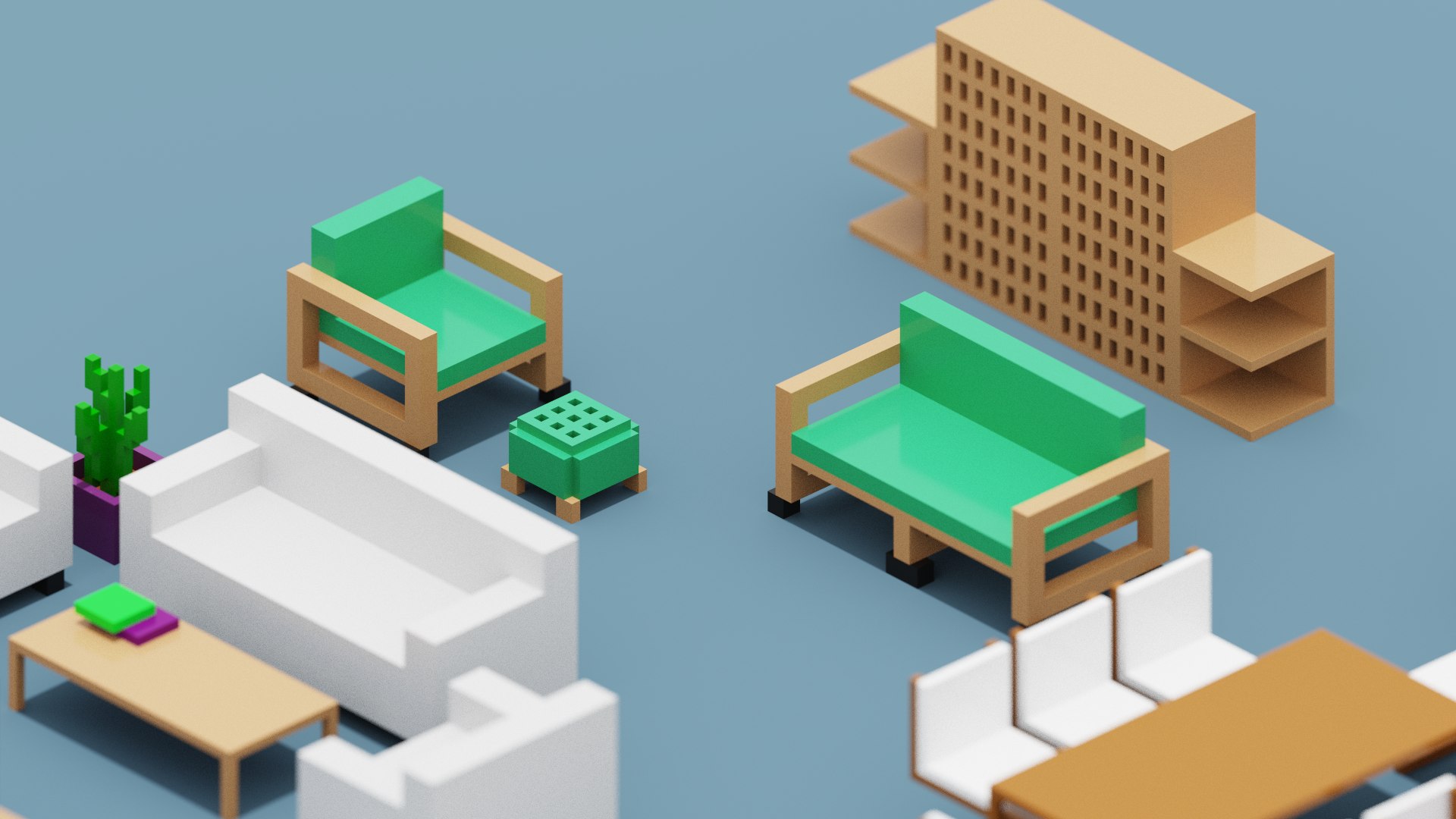 3D model Isometric Living Room Funiture Set - TurboSquid 2006605