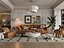 Intérieur de salon rétro-moderne français