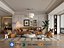 Intérieur de salon rétro-moderne français