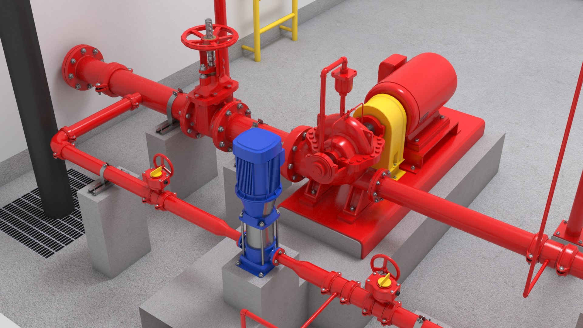 Fire Protection System 1 3D Model - TurboSquid 2224934