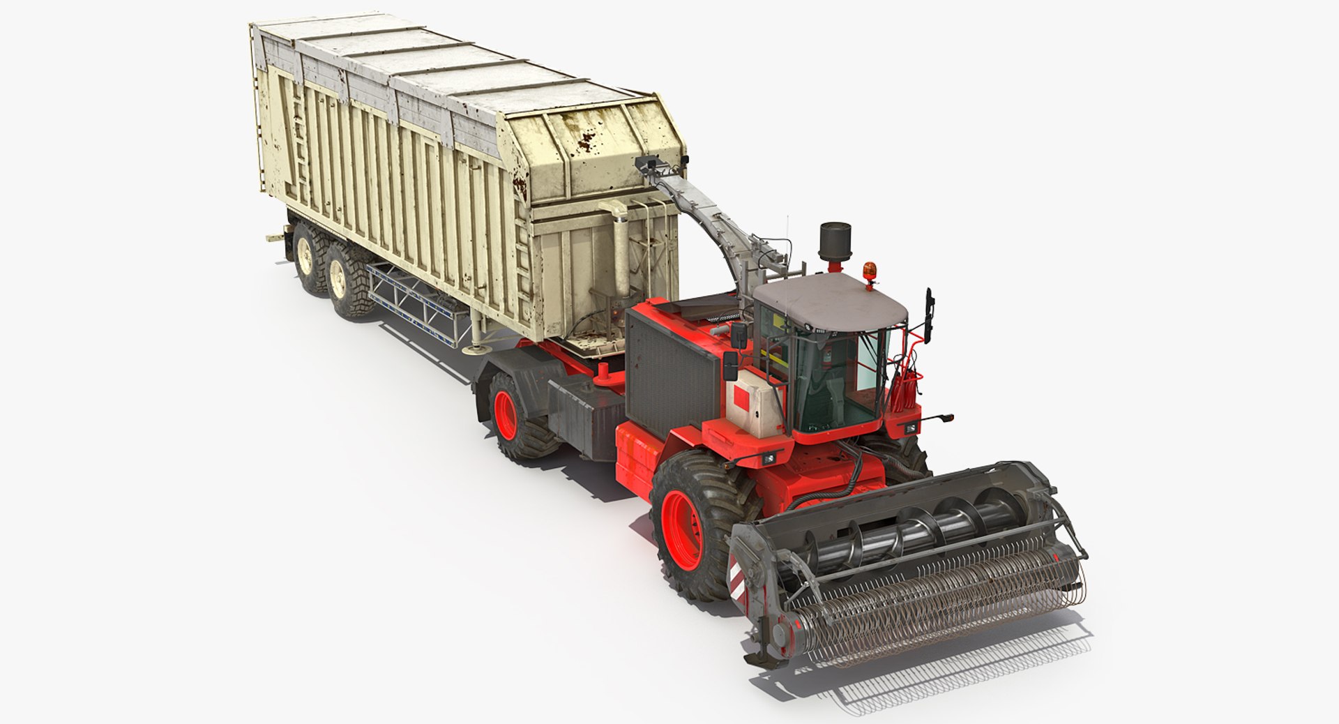 Combine with Harvester Trailer Generic 3D Model 3D model preview