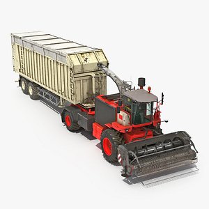 Combine with Harvester Trailer Generic 3D Model