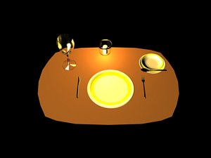 3d set plates bowl model