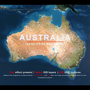 Australia Map - 40K Realistic Satellite Terrain - Elevation