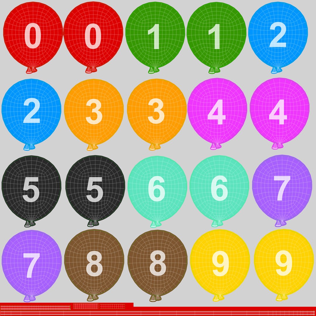 Number balloons 3D model - TurboSquid 1359307