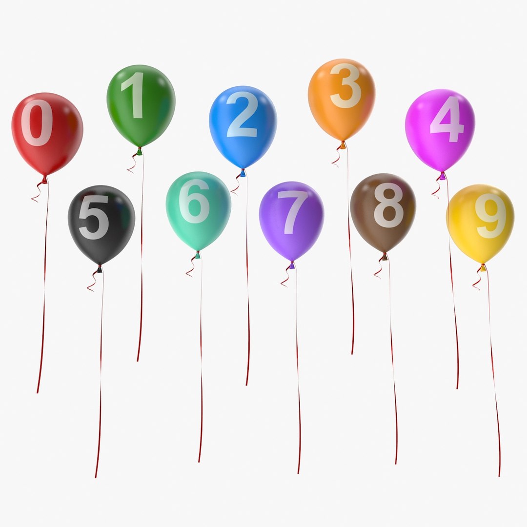 Number balloons 3D model - TurboSquid 1359307