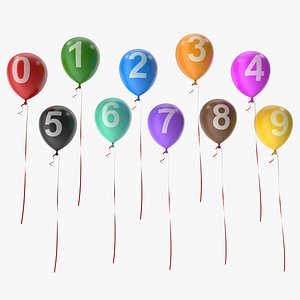 number balloons 3D model